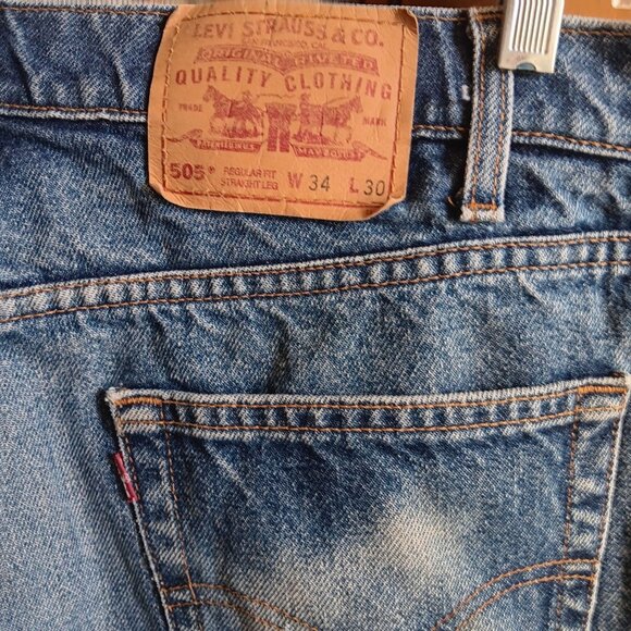 34x30 Men's Jeans Vintage Levis 505 Distressed 1990's Denim trashed Grunge Fade - Picture 5 of 7